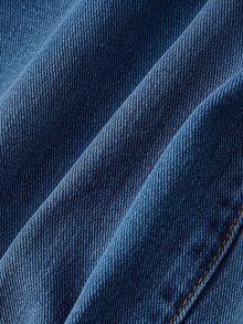 Balvessa Jumpsuit Denim Wanita Kasual dengan Kancing Depan dan Saku, Potongan Kaki Lebar - Biru - View 7