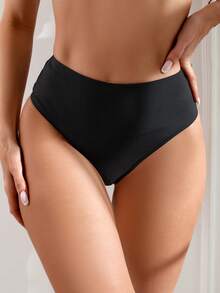 Swim Basics 女款聚集v字形比基尼底褲 - 黑色 - 查看 4