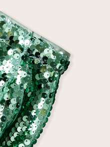 SHEIN ICON Women's Sequined Party Bodycon Mini Skirt - Dark Green - View 4