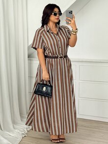 Vionelle Plus Size Women's Summer Elegant Casual Bohemian Vacation Shirt Collar Raglan Mid-Sleeve Blouse Pockets 2 Pieces Set Brunch Formal Office White - Multicolor - View 4