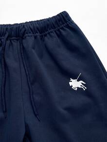 Tween Girl Casual Versatile Drawstring Waist Sweatpants - Navy Blue - View 4