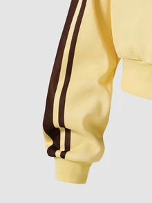 SHEIN Teen Girls Jacket Set, Brown, Jacket + Pants 2 Pieces Set, Loose Fit, Warm For Autumn/Winter, Fashionable Versatile, Casual Teen Streetwear, Zipper - Yellow - View 7