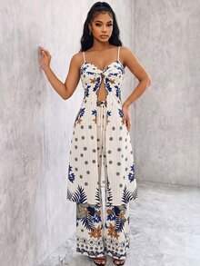 Eryvara Women's Casual Sexy Floral Print Camisole And Straight Leg Pants Set, Spring/Summer Golf White - Multicolor - View 4