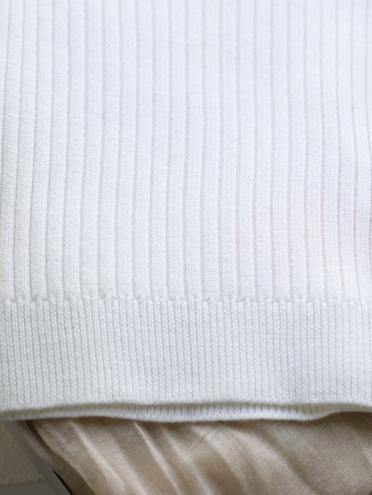 SHEIN Baby Girl Fall Winter White Ruffle Trim Long Sleeve Knit Sweater, Back To School, Cozy Soft, Festival Christmas Casual Daily Wear - Beige - View 8