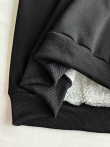 Comfortcana Plus Size Women's Solid Color Long Sleeve Zipper Front Casual Soft Form Decent Drawstring Hooded Sweatshirt Formal Date Night Vacation Black Autumn - Black - View 9
