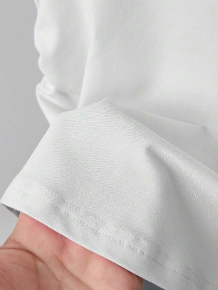 SHEIN Kaos Remaja Perempuan Model Simple Pas Badan, Leher Bulat, Lengan Pendek, 1 buah Kaos Lengan Pendek Acak, Cocok untuk Musim Panas, Kaos Kustom, Nyaman untuk Olahraga, Acara Keluarga, Mudah Dipakai - MultiWarna - View 3