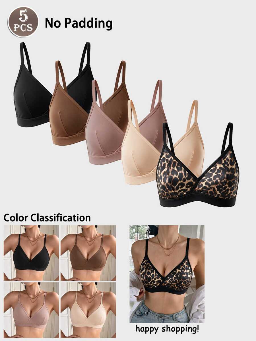 SHEIN Women's Wireless Bra 5-Piece Set - Multicolor - View 1