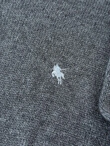 SHEIN 青少年女孩秋冬休閒灰色素色刺繡小馬燈籠袖短版長袖圓領套頭毛衣 - 灰色 - 查看 3