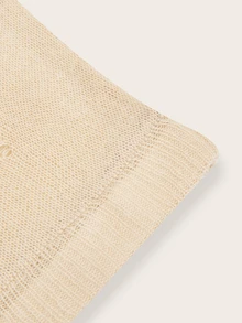 SHEIN ICON Solid Ripped Knit Skirt - Apricot - View 3