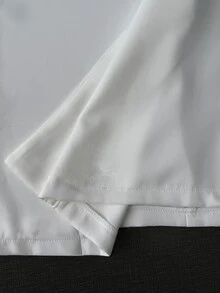SHEIN 女款高級純白色簡約優雅立領無袖長洋裝，極簡洗鍊修身剪裁百搭長版襯衫裙，適合約會、通勤與日常穿著 - 白色 - 查看 10
