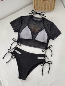 Zestiva Summer Beach Sunset Print Cami Two Pieces Bikini Set - Multicolor - View 4