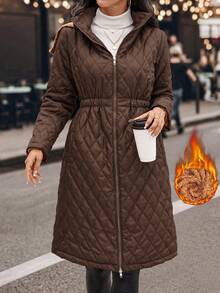 SHEIN Clasi 女款保暖內裡加厚外套，溫暖舒適，秋冬款 - 咖啡棕 - 查看 6