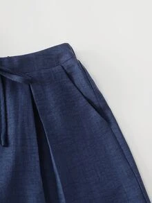 LUMIGAL Women's Solid Color Split Design Casual Versatile Daily Wear Long Pants,Bow - Blue - View 3