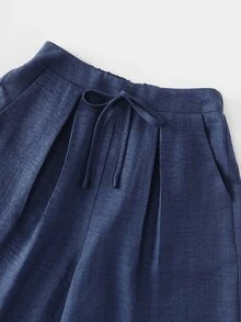 LUMIGAL Women's Solid Color Split Design Casual Versatile Daily Wear Long Pants,Bow - Blue - View 7