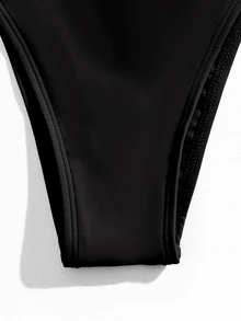 Swim Vcay Summer Beach Halter Triangle Bikini - Black - View 9