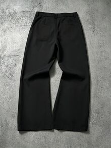 Manfinity Homme Men's Black Basic Minimalist Solid Color Wrinkle-Resistant Loose Fit Business Casual Daily Commute Long Pants - Black - View 2