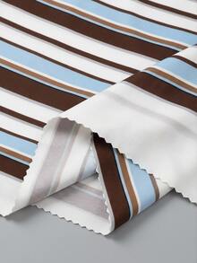 Slaydiva Spring Summer Casual Loose Short-Sleeve T-Shirt Shorts Women 2pcs Loungewear Going Out Lounge Night Stripes Blue And White Striped Chocolate Brown - Multicolor - View 5