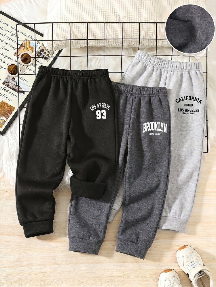 SHEIN 3 Random Pcs Kids Tween Boys Casual Sweatpants,Spring/Summer, AutumnOutfit, WinterOutfit, Back To School - Multicolor - View 2