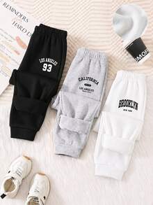 SHEIN 3 Random Pcs Kids Tween Boys Casual Sweatpants,Spring/Summer, AutumnOutfit, WinterOutfit, Back To School - Multicolor - View 4