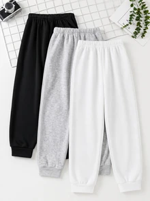 SHEIN 3 Random Pcs Kids Tween Boys Casual Sweatpants,Spring/Summer, AutumnOutfit, WinterOutfit, Back To School - Multicolor - View 3