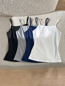 SHEIN Tween Girl Casual Versatile Solid Color Camisole - Multicolor - View 2