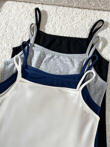 SHEIN Tween Girl Casual Versatile Solid Color Camisole - Multicolor - View 3