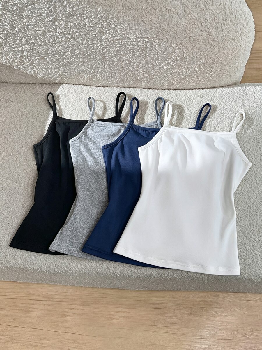 SHEIN Tween Girl Casual Versatile Solid Color Camisole - Multicolor - View 1