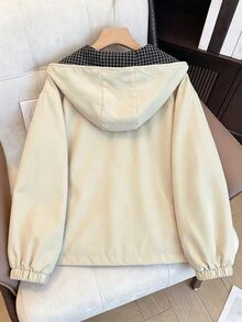 Rusticease Women's Long Sleeve Zip-Up Casual Hooded Jacket - Khaki - View 2