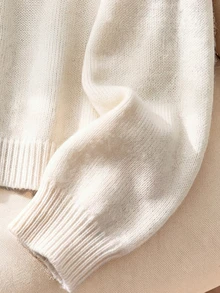 Rusticease Women's Casual Versatile Knit Top, Autumn/Winter - White - View 6