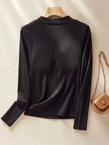 Rusticease Middle-Aged Women V-Neck Casual Versatile Daily Wear T-Shirt - Black - View 2