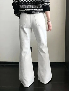 DAZY Women's Solid Color Casual Versatile Daily Wear Jeans Fall - White - View 5