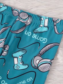 1 Set Tween Boys' Long Sleeve Top & Long Pants Slim Fit Pajama Loungewear Set, New Arrival With Game Console, Snug Fit Autumn/Winter Pajamas - Green - View 9