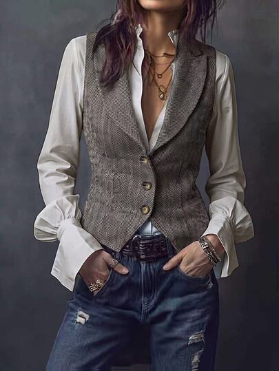 LUMIGAL Women's Suit With Collar Buttons And Waist-Cinching Jacket Coat