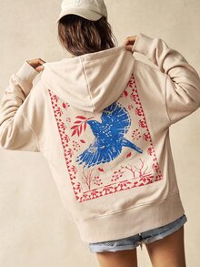 Bohemela Casual Solid Color Knit Hooded Collar Long Sleeve Loose Fit Women's Sweatshirt,Perfect For Fall Vacations, Music Festivals, Daily Wear, Halloween, Par - Apricot - View 4