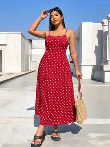 Solflare Spring/Summer Clothing Spaghetti Strap Back Lace-Up Adjustable Waist Invisible Zipper Plus Size Dress Beach Wedding Guest - Multicolor - View 5
