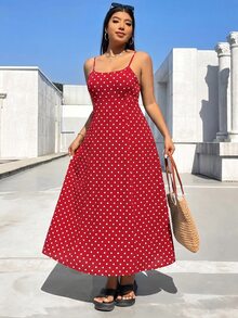 Solflare Spring/Summer Clothing Spaghetti Strap Back Lace-Up Adjustable Waist Invisible Zipper Plus Size Dress Beach Wedding Guest - Multicolor - View 6