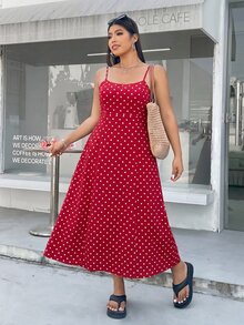 Solflare Spring/Summer Clothing Spaghetti Strap Back Lace-Up Adjustable Waist Invisible Zipper Plus Size Dress Beach Wedding Guest - Multicolor - View 3