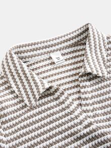 SHEIN Girlism 青少年女孩 T-Shirt 套裝 新款百搭簡約收腰抓褶修身休閒長袖 Polo 衫與長褲 2 件組，返校季 - 卡其色 - 查看 6