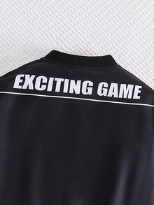 SHEIN Kids Young Boy Letter Pattern Knit Crew Neck Long Sleeve Jacket, Versatile And Comfortable - Multicolor - View 7