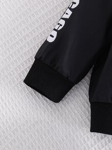 SHEIN Kids Young Boy Letter Pattern Knit Crew Neck Long Sleeve Jacket, Versatile And Comfortable - Multicolor - View 5