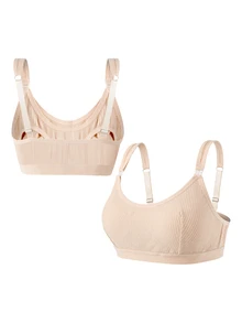 Moonlight&Mama Plus Size Solid Color Seamless Nursing Sports Bra - Apricot - View 6