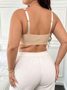 Moonlight&Mama Plus Size Solid Color Seamless Nursing Sports Bra - Apricot - View 3