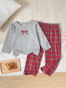 SHEIN Young Girls Young Girl Cute Vintage Maillard Color Bow Print ...