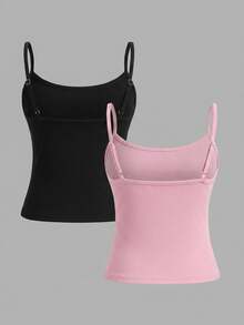 SHEIN Girlism Teen Girl Minimalist Comfortable Skin-Friendly Snug Fit Camisole Underwear ,Random 7 Items,Send 2 Item - Multicolor - View 2