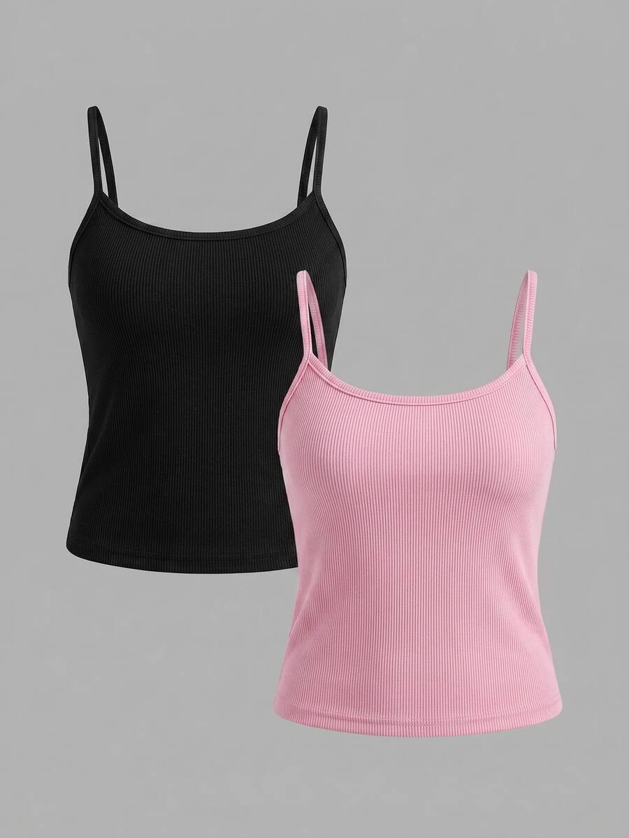 SHEIN Girlism Teen Girl Minimalist Comfortable Skin-Friendly Snug Fit Camisole Underwear ,Random 7 Items,Send 2 Item - Multicolor - View 1