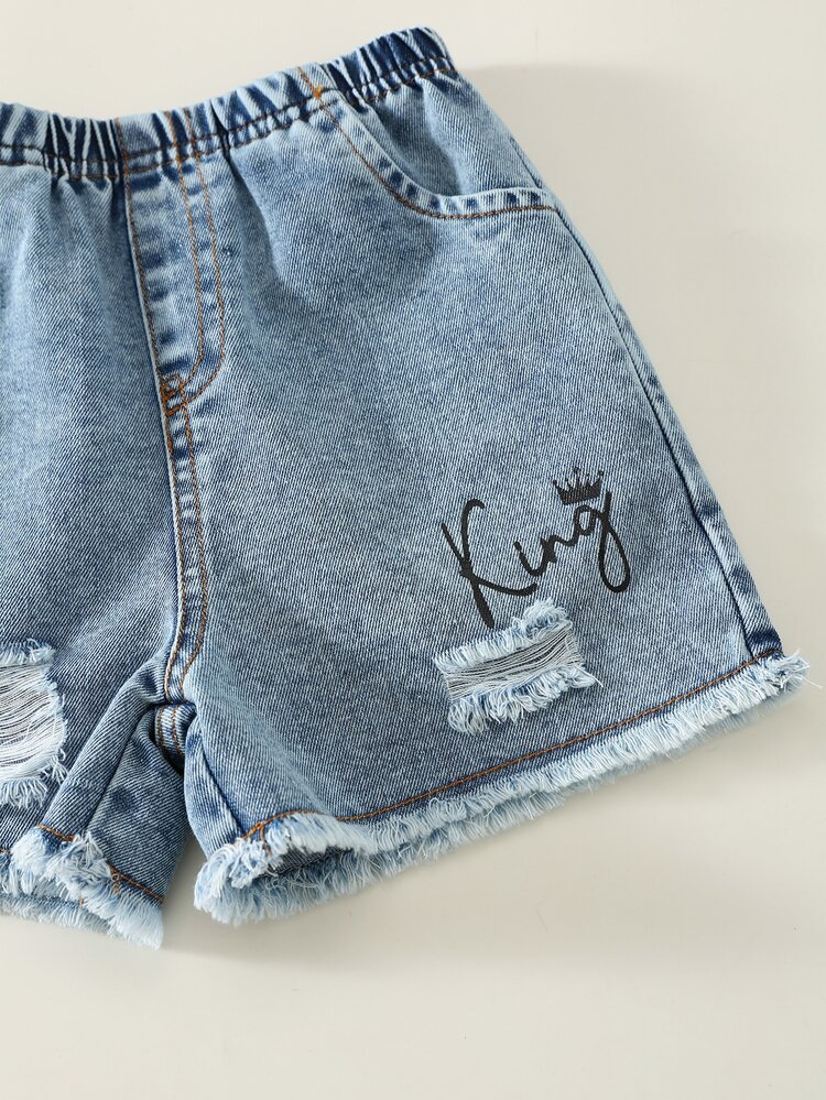 2pcs Baby Boy Baby Boy Spring/Summer Casual Fashion Tank Top T-Shirt And Denim Shorts Set - Multicolor - View 7