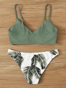 SHEIN Swim Summer Beach Tropical Print Bikini Set - Multicolor - View 3