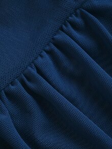 SHEIN Women's Asymmetric Neck Mesh Patchwork Ruched Fitted Versatile Daily Casual Sexy Top Club Date Night Dark Blue Summer - Blue - View 8
