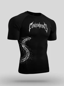 RISE LYT Men's Letter Print Short Sleeve Slim Fit Fitness Sports T-Shirt, Gym - Black - View 3