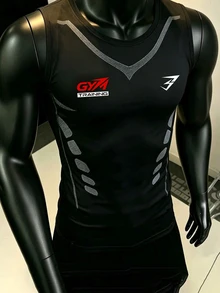 Gym Rark 男士字母印花休閒健身運動背心 - 黑色 - 查看 1